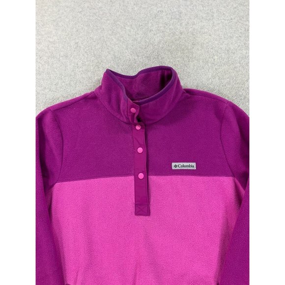 Columbia Fleece 4 Snap Midweight Pullover (Women's Large) Purple - Picture 2 of 13